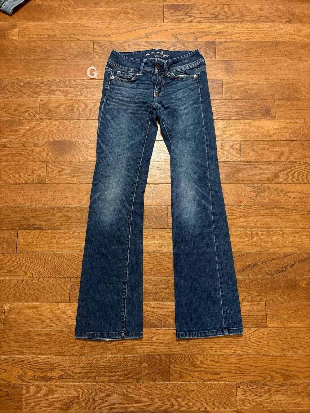American Eagle Original Boot Jeans Size 00 Blue Stretch Denim